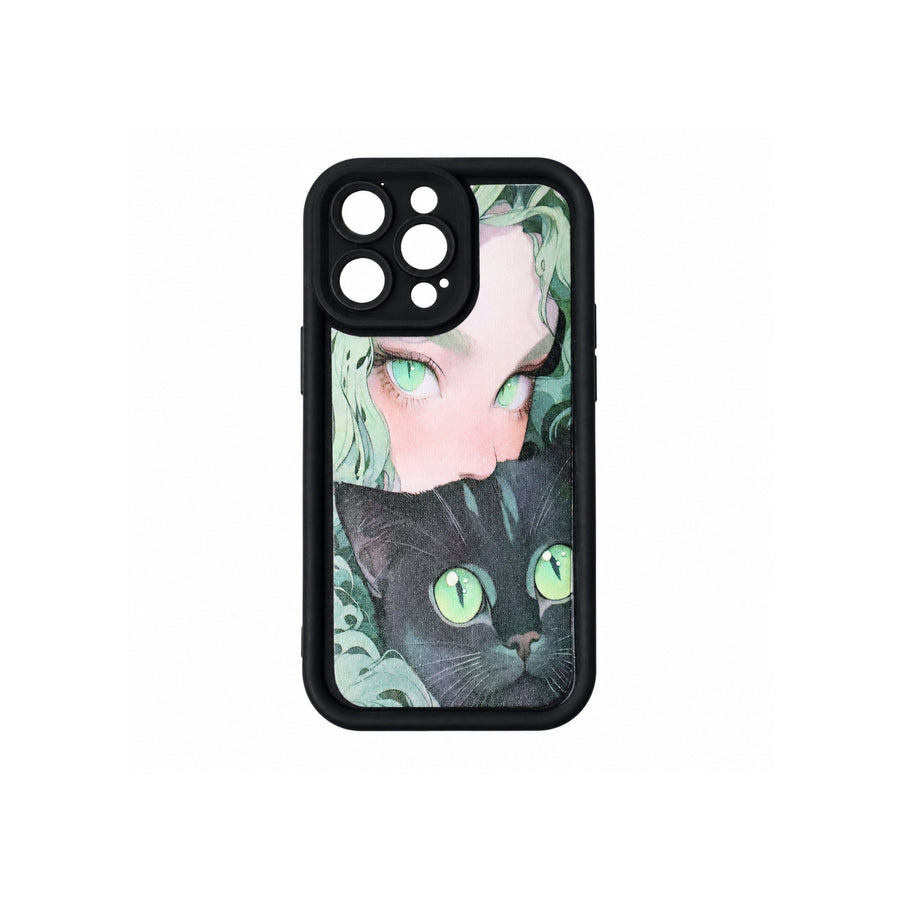 Anime Kız ve Siyah Kedi Telefon Kılıfı